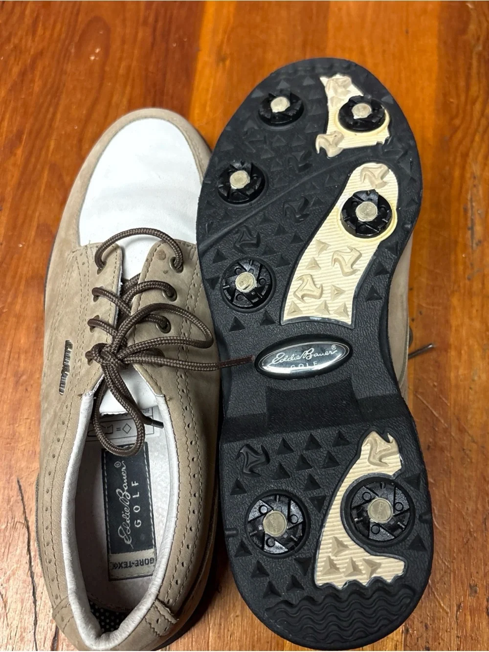 Eddie Bauer Two-Tone Tan and White Boat Shoes